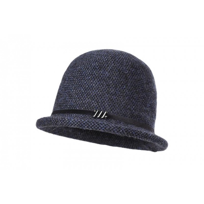 Kapelusz damski Florencja Czarny/jeans pepitka
